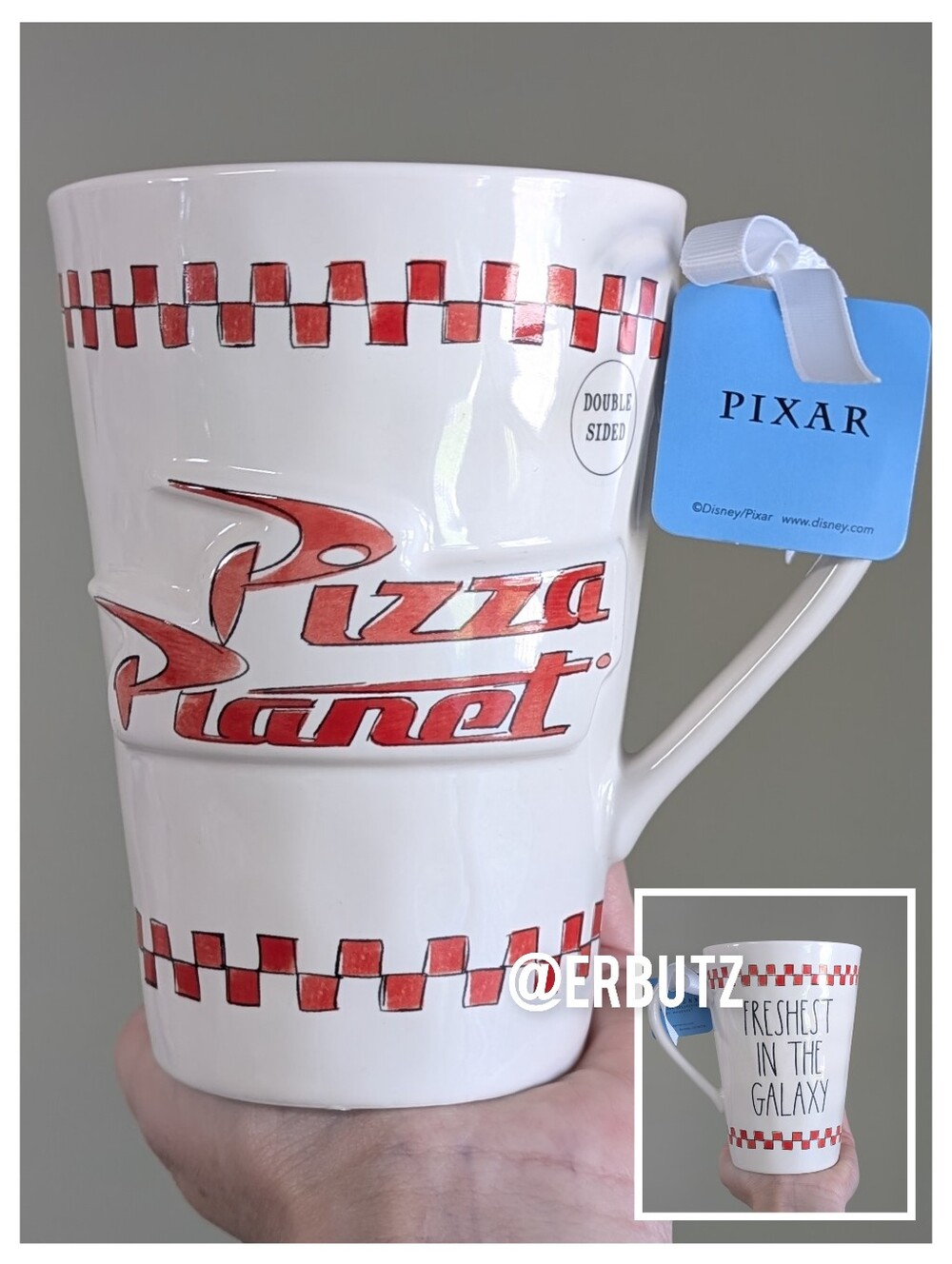 Rae Dunn x Disney Toy Story Pizza Planet FRESHEST IN THE GALAXY Tapered Mug 🍕